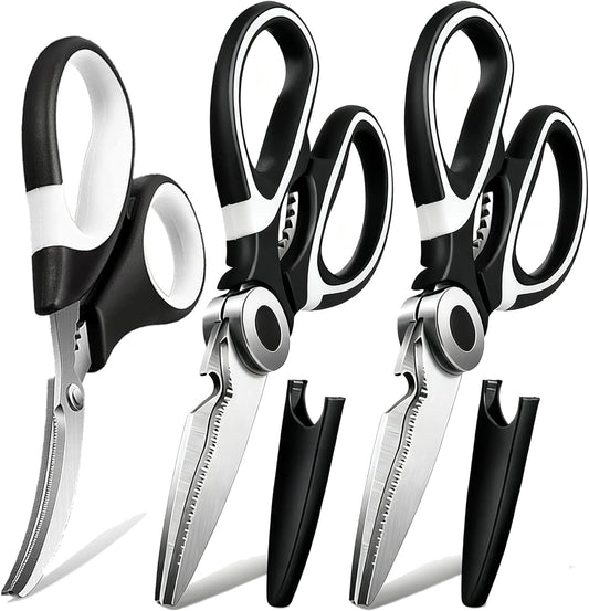 Food Grade Kitchen Scissors All Purpose 3 Pack - Heavy Duty Stainless 