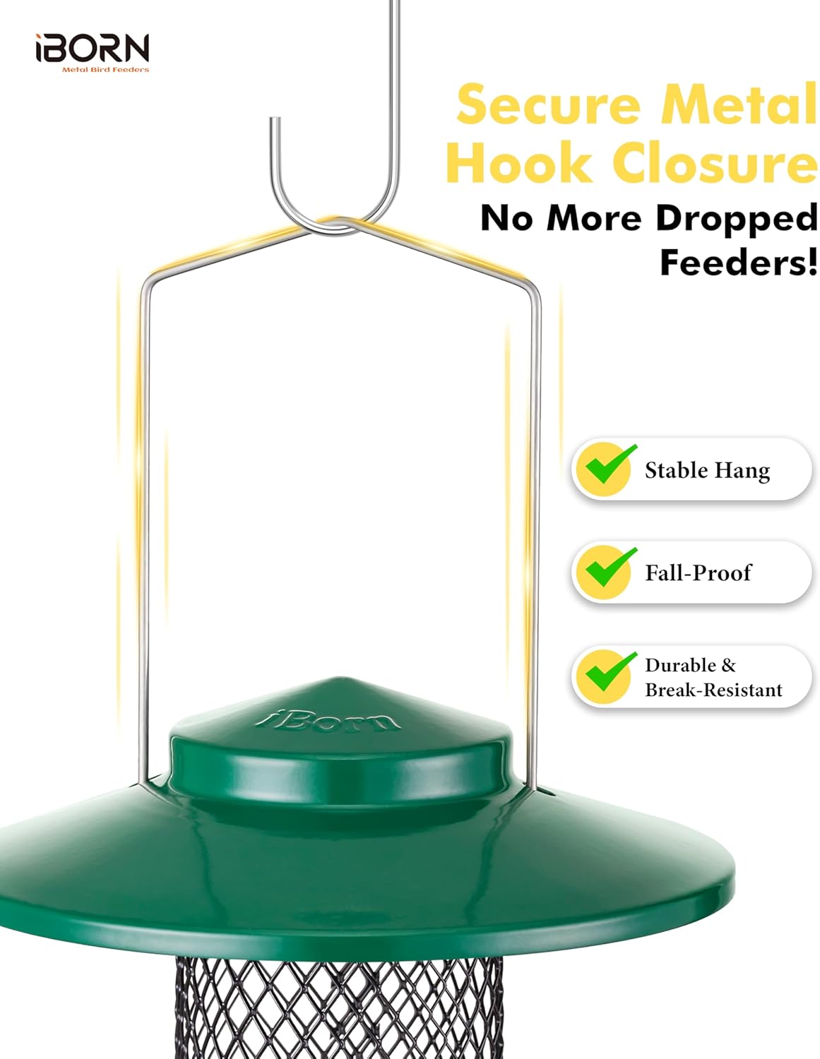iBorn Peanut Bird Feeder,Sunflower Seed Feeder,13.5 Inch Metal Mesh Tu