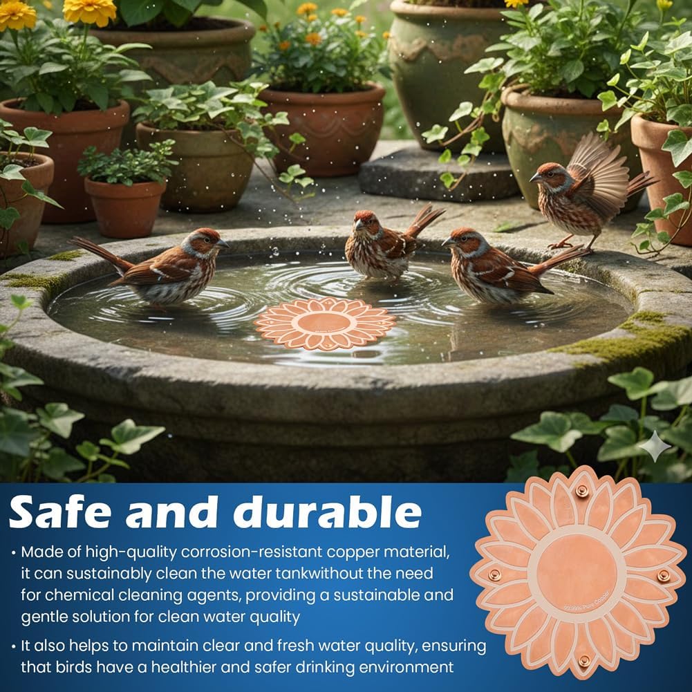 Copper Bird Bath Purification Disk, Outdoor Bird Bowls All-Season