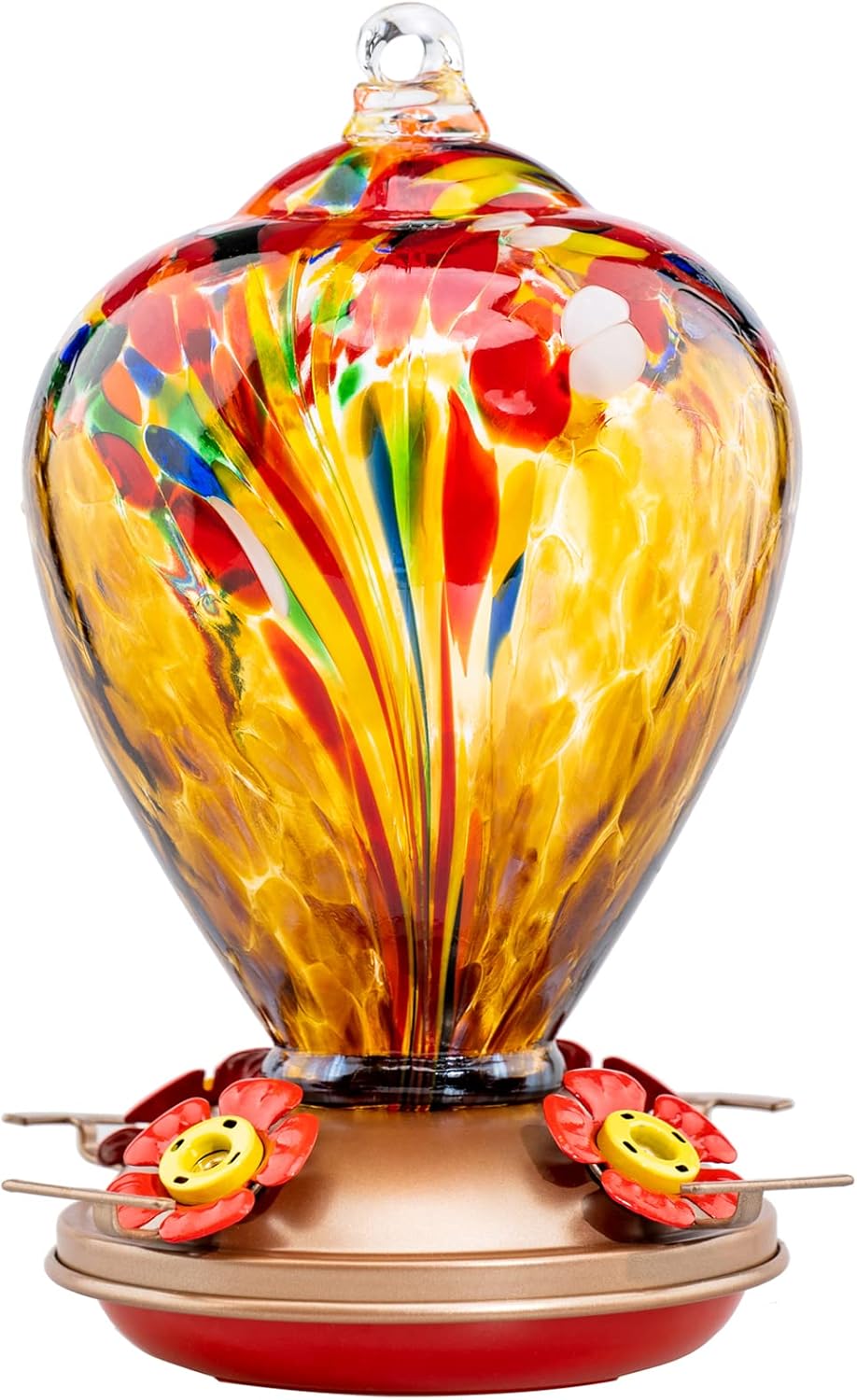 Hummingbird Feeder, 34OZ Hand Blown Glass Hummingbird Feeders for Outd