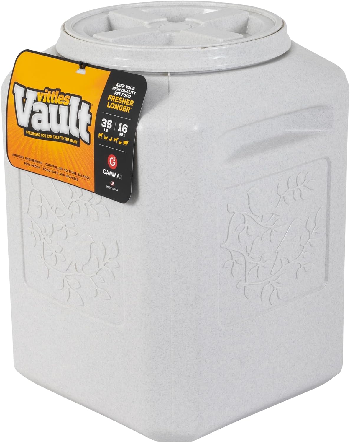 Gamma2 Vittles Vault Bird Seed Storage Container, Up to 35 Pounds Dry Pet Food Storage, Made in USA