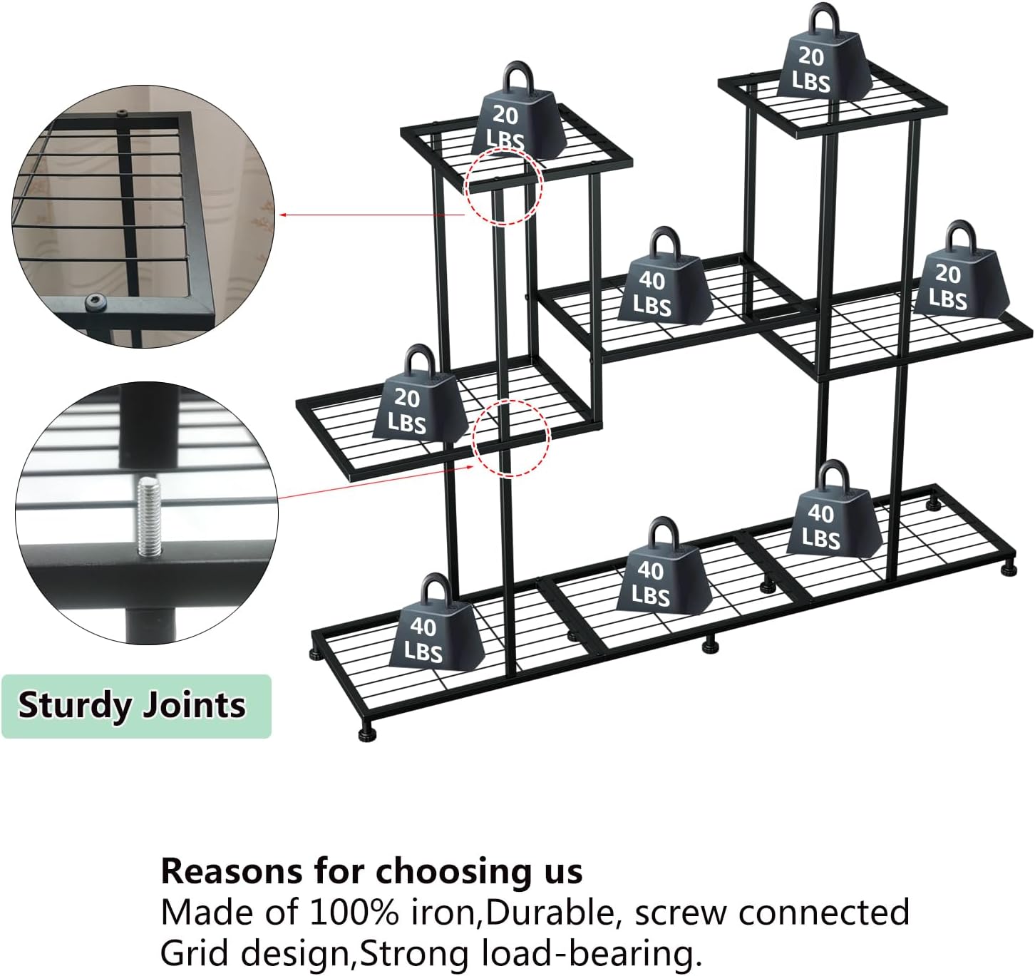 Twhep Metal Plant Stand, 5 Tiers Multifunctional Plant Stands for Indo