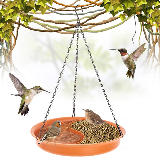 CARGEN Hanging Bird Bath for Outdoors - Hanging Bird-Feeder BirdBath B