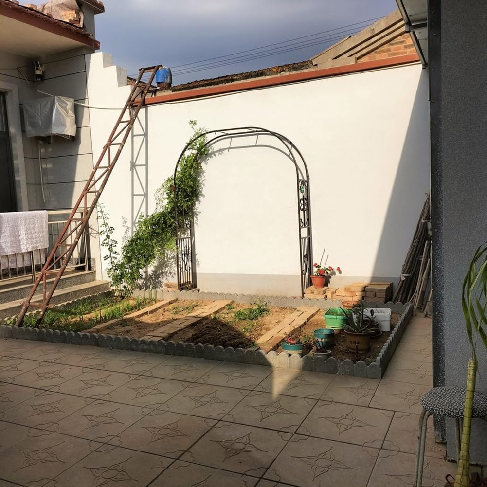 Heavy Duty Metal Garden Trellis Arch for Climbing Vines, Outdoor Pathway Arbor, Durable Plant Support, Black/Brown/White/Green, 118"X91"X16", Perfect for Courtyards & La
