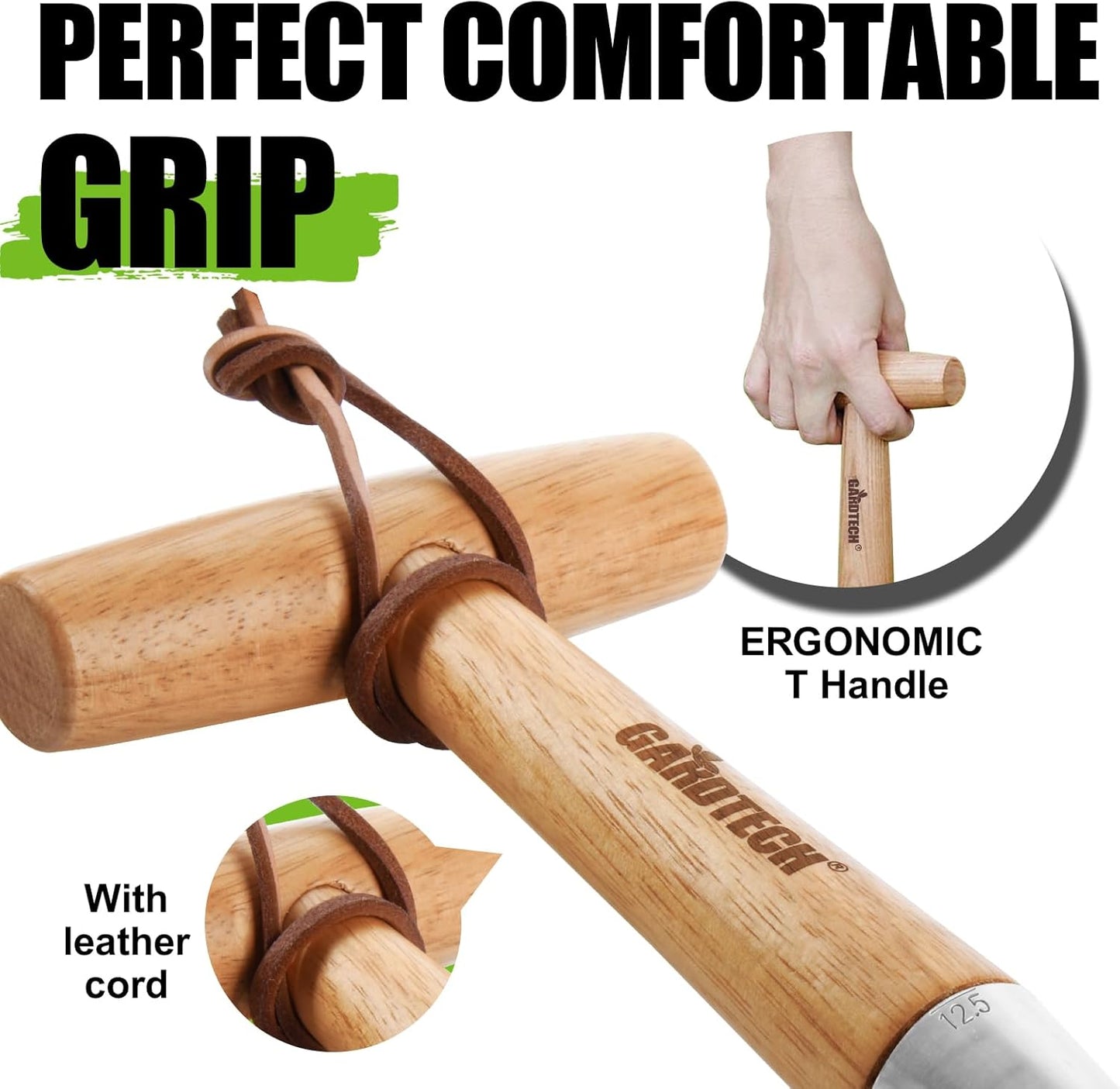 Gardtech Hand Dibber with Wooden Handle, Chrome Coated Stainless Steel Head - Lightweight Sturdy Hand Held Bulb Planter for Tulip Daffodil Crocus Garden Tool (Dibber)