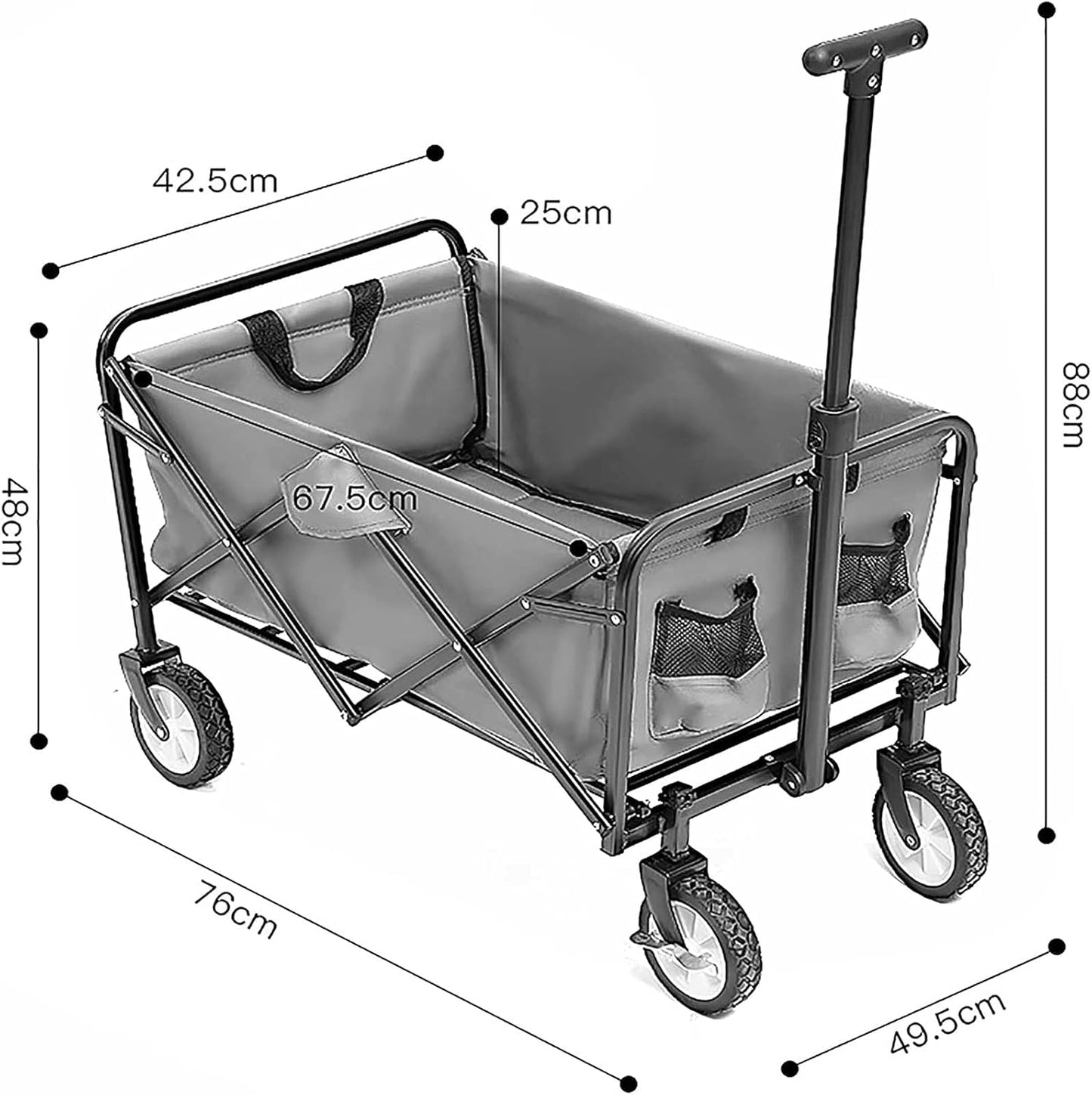 Heavy-Duty Outdoor Camping Folding Shopping Cart Portable Folding Utility Trailer 100l Large Capacity Wide Wheel Wagons Suitable for Shopping Picnics Beaches