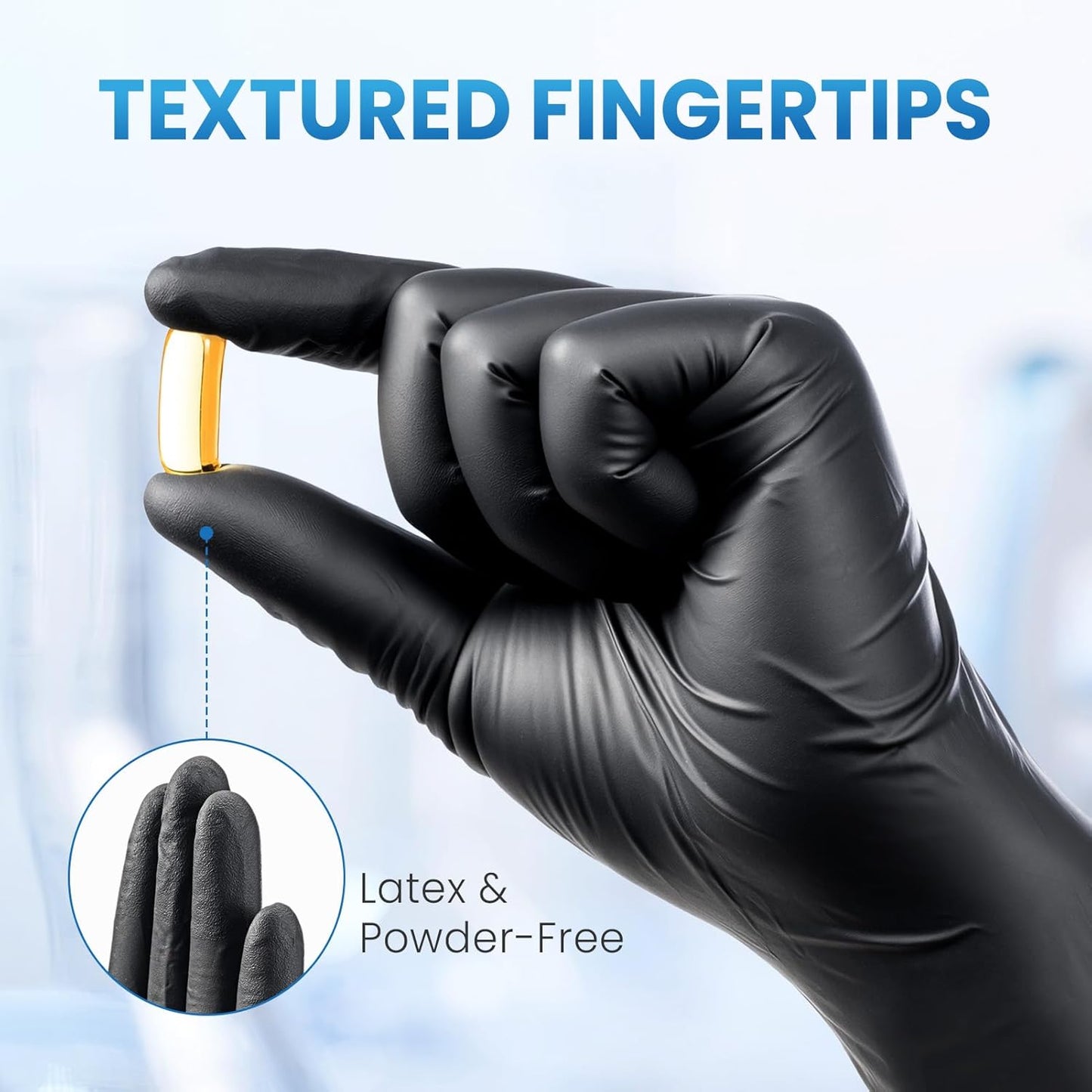 Borje Nitrile Gloves Large, 100 Count Disposable Gloves, Black, Latex-Free Powder-Free, Medical Exam, Food Safe, Cleaning, Cooking