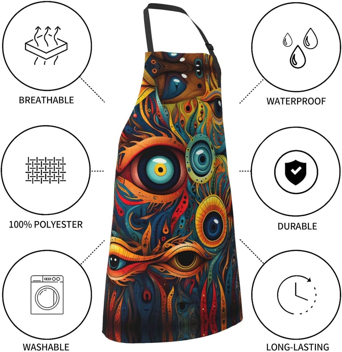 eyes 2 print Waterproof chef's apron with pocket apron for kitchen cooking baking barbecue and gardening