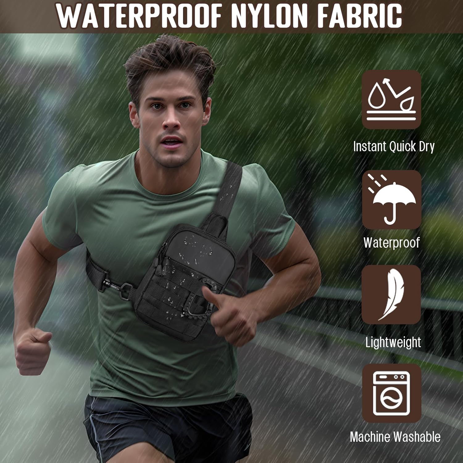 Small Sling Bag for Men, Tactical Inspired Waterproof Utility EDC Mini