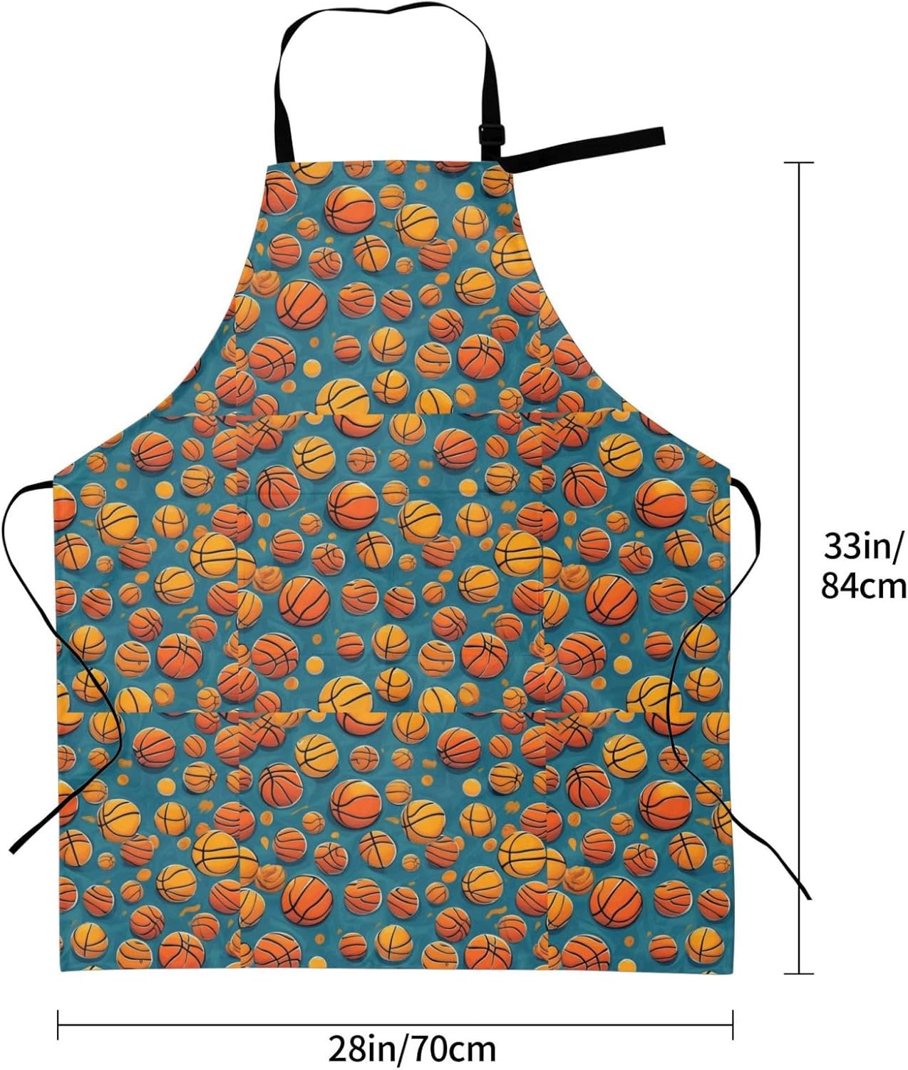 YANYU basketball Print 28x33 In Kitchen Apron Stylish Chef Apron with Pockets for Cooking Baking Painting