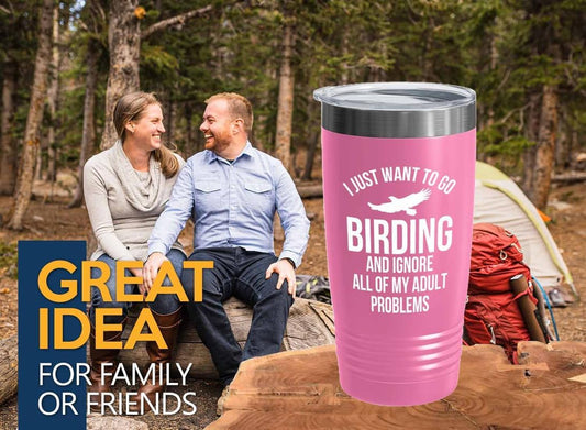 Birding Pink Edition Viking Tumbler 20oz - Go birding - Bird Feeder Ba