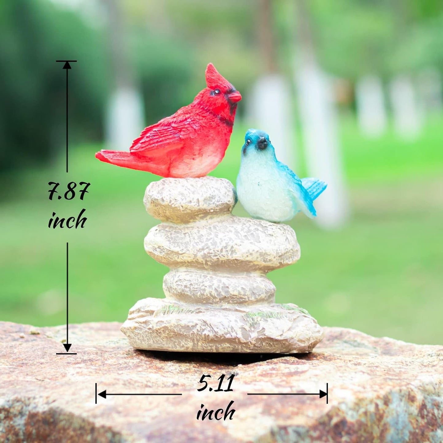 Solar Garden Statues Outdoor Decor, Garden Sculptures Stones Statue Novelty Birds Figurine Decoration for Patio Yard Porch Art Home Decor