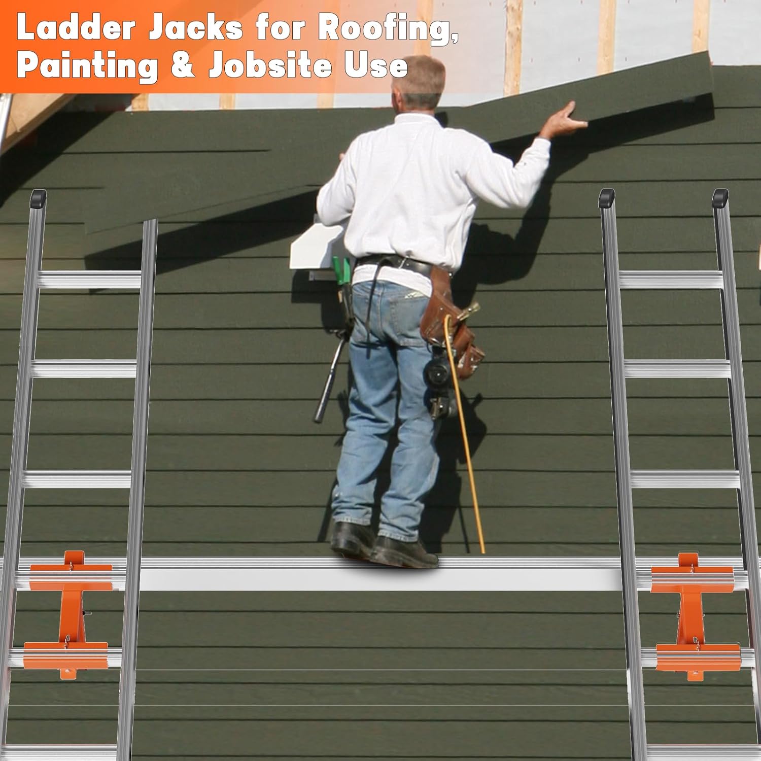 Ladder Jacks for Scaffolding Platform 2-Pack, Heavy-Duty Steel Ladder 
