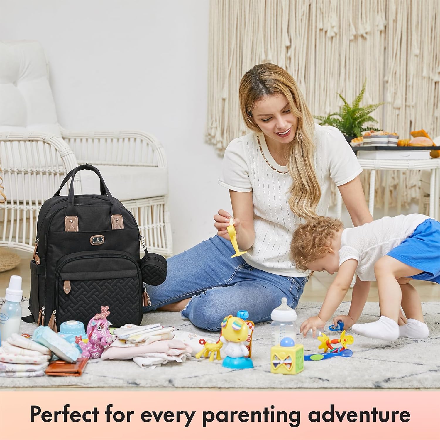 Dikaslon Diaper Bag Backpack with Portable Changing Pad, Pacifier Case
