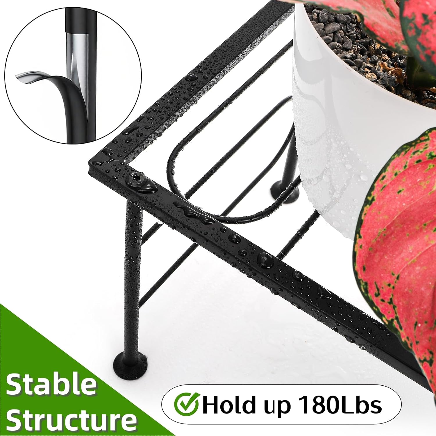 2 Pack Metal Plant Stand Indoor Outdoor, 1 Tier Heavy Duty Flower Pot 
