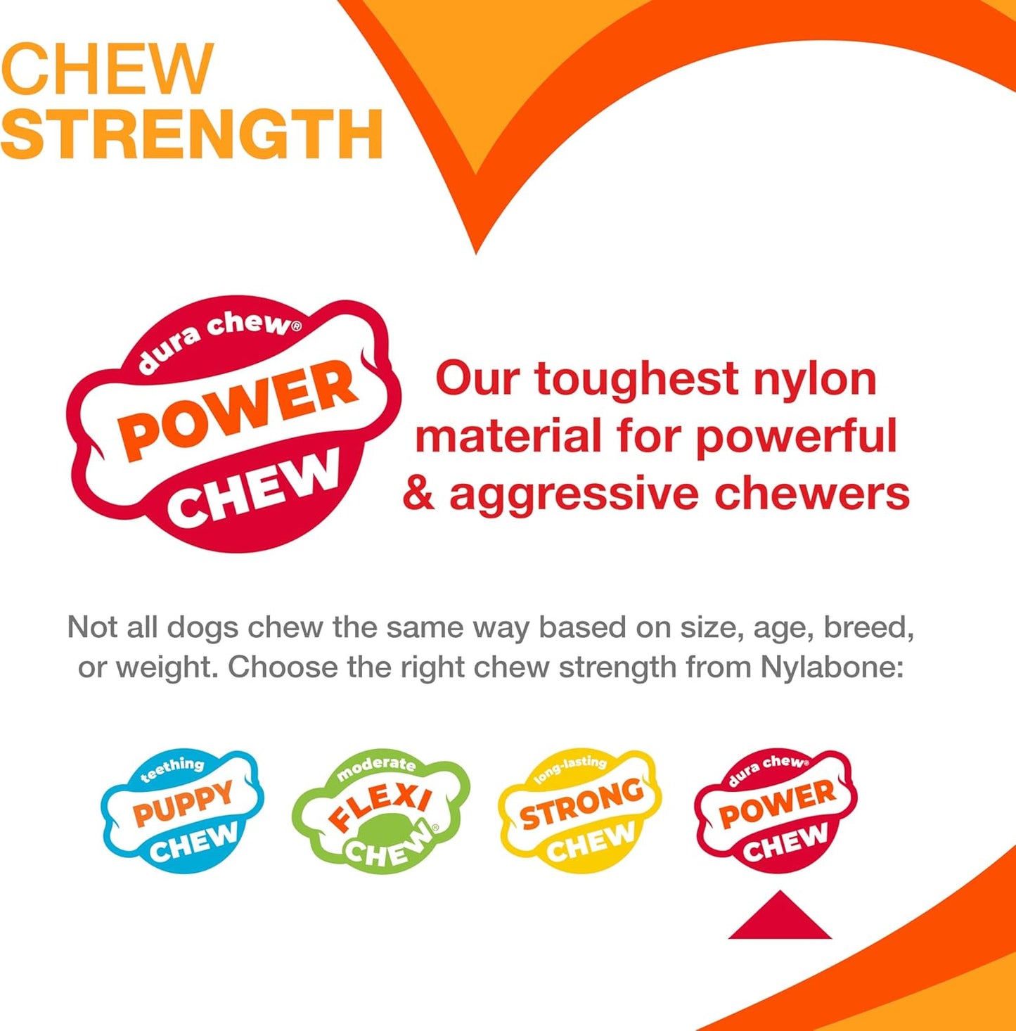 Nylabone Cheese Bone Power Chew Toy for Dogs, Cute Dog Toys for Aggres