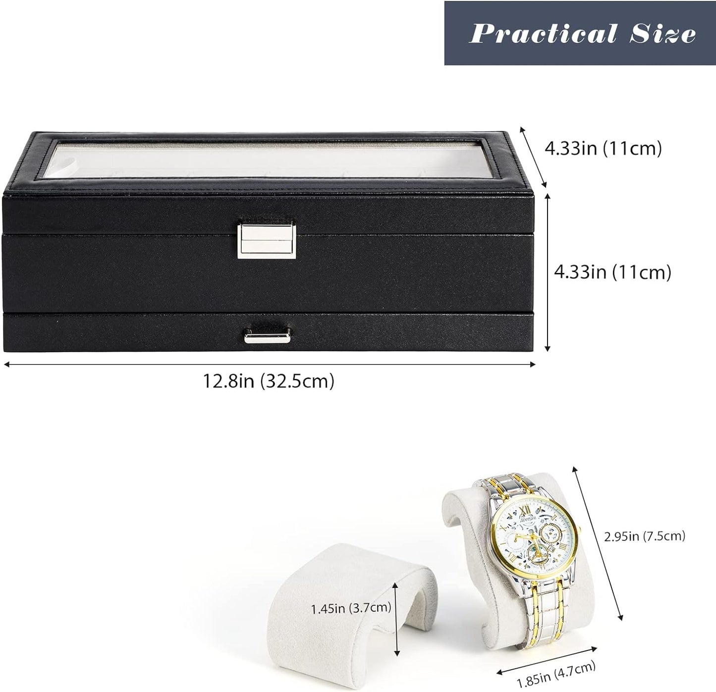 ProCase Watch Box, 6 Slot Watches Display Case with Drawer, Mens Watch