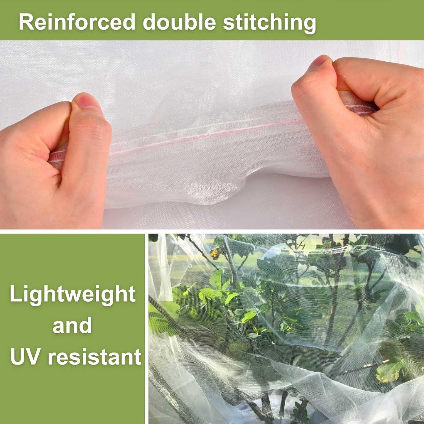 4 Pcs Fruit Tree Netting with Zipper & Drawstring, 4ft x 4ft Insect & 