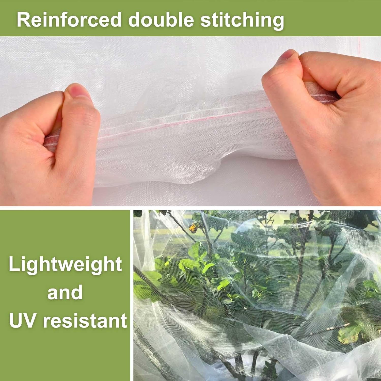 4 Pcs Fruit Tree Netting with Zipper & Drawstring, 4ft x 4ft Insect & 