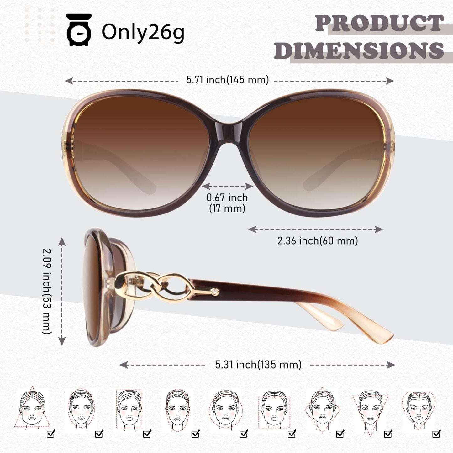 Sunier Sunglasses Womens Polarized Trendy Oversized Sun Glasses Fashio