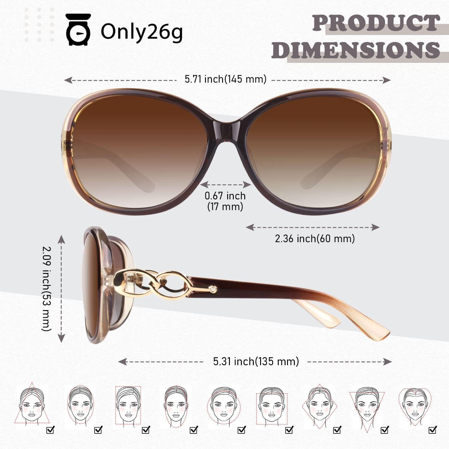 Sunier Sunglasses Womens Polarized Trendy Oversized Sun Glasses Fashio