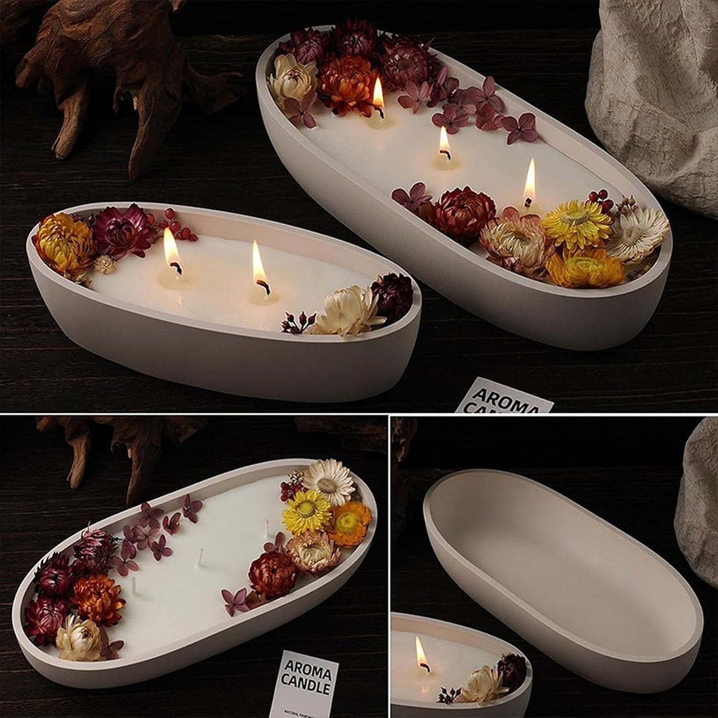 Boat Shaped Concrete Storage Bowl Silicone Mold Succulent Flower Pot Planter Vase Plaster Mold Cement Gypsum Candle Vessel Boat Ornament Moulds