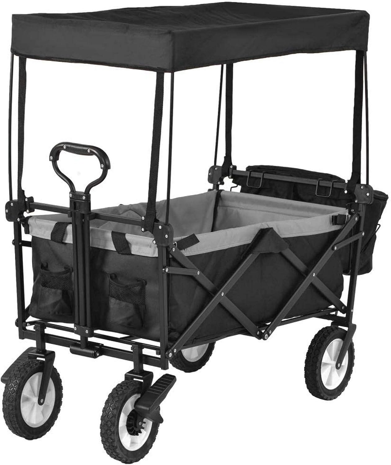 Folding Camping Cart,Portable Garden Cart with 4 Wheels,Romovable Cano