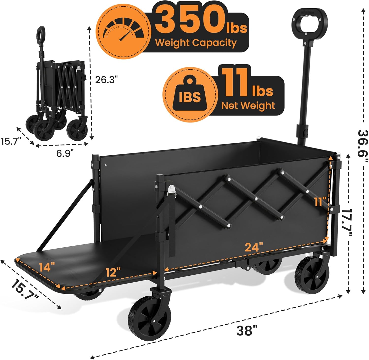 Foldable Wagons Carts, Lightweight Collapsible Portable Utility Shoppi