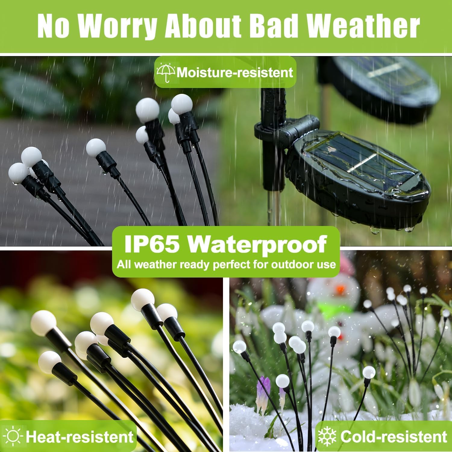 Flumy Solar Garden Lights Outdoor - 4 Pack 32 LED Firefly Lights Water