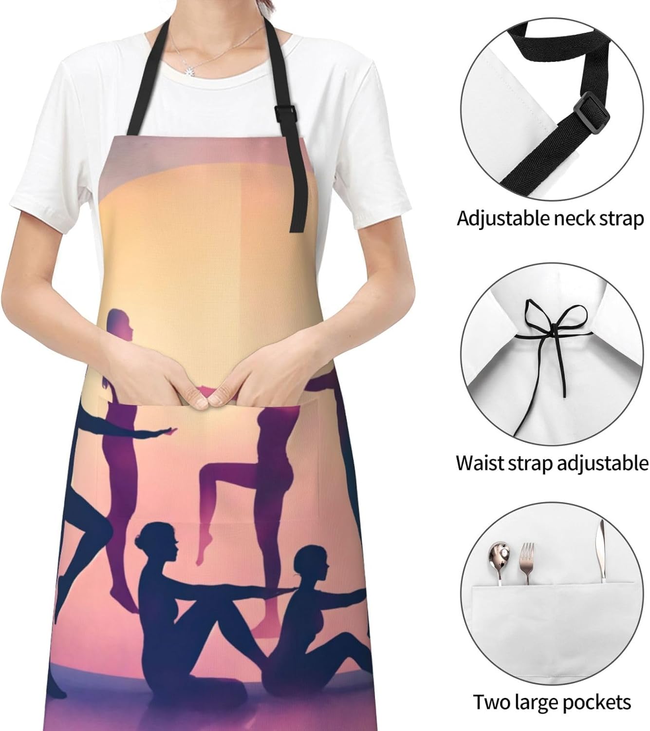 Gymnastics Game print Waterproof chef's apron with pocket apron for kitchen cooking baking barbecue and gardening