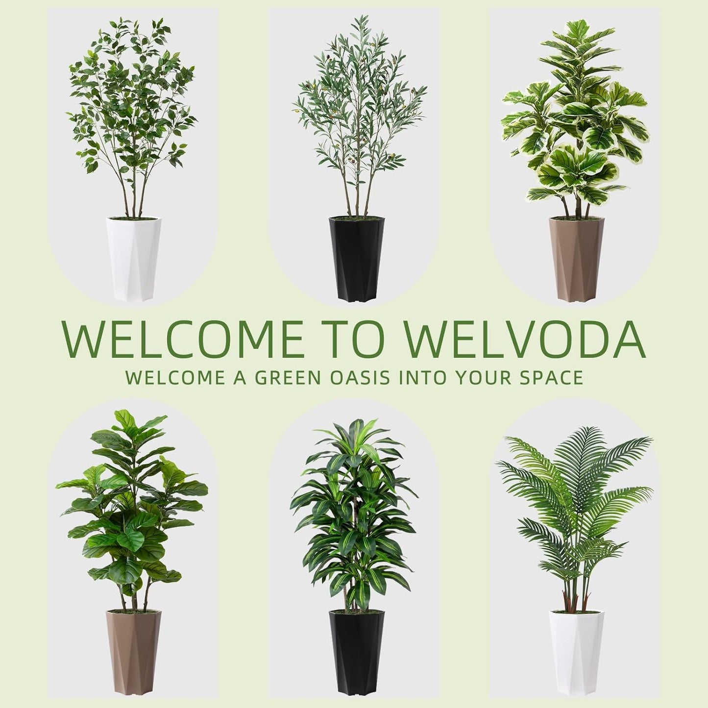 Artificial Fiddle Leaf Fig Plant Indoor 5FT Faux Fig Tree with White Diamond Planter Tall Fake Floor Plant in Pot Artificial Trees for Home Office Living Room Decor Indoor