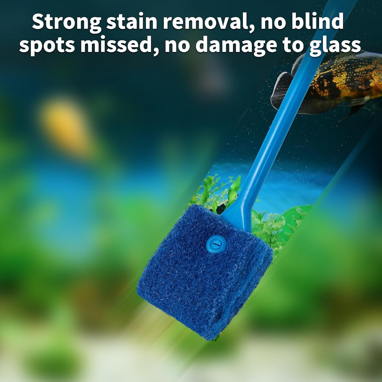 SLSON Aquarium Algae Scraper Double Sided Sponge Brush Cleaner Long Ha