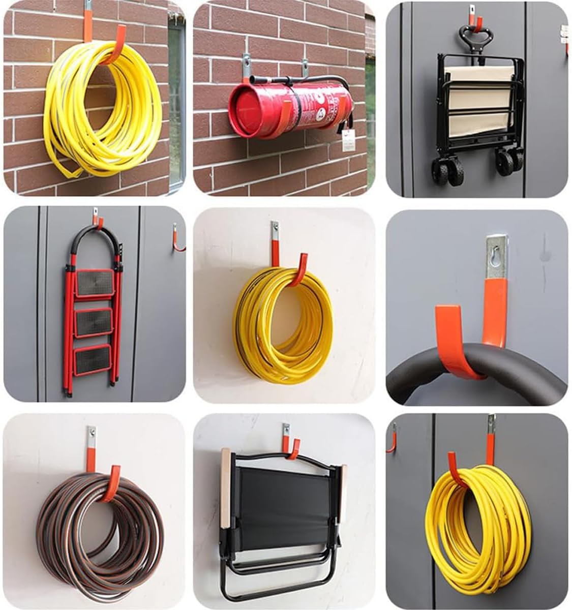 Heavy Duty Steel Garage Hooks,80 lbs Capacity,Large Metal Utility Storage Hook 2 Pack Garden Tool Organizer, Anti-Slip Wall Mount Hose Shed Shop Ladder Hanger J Hook