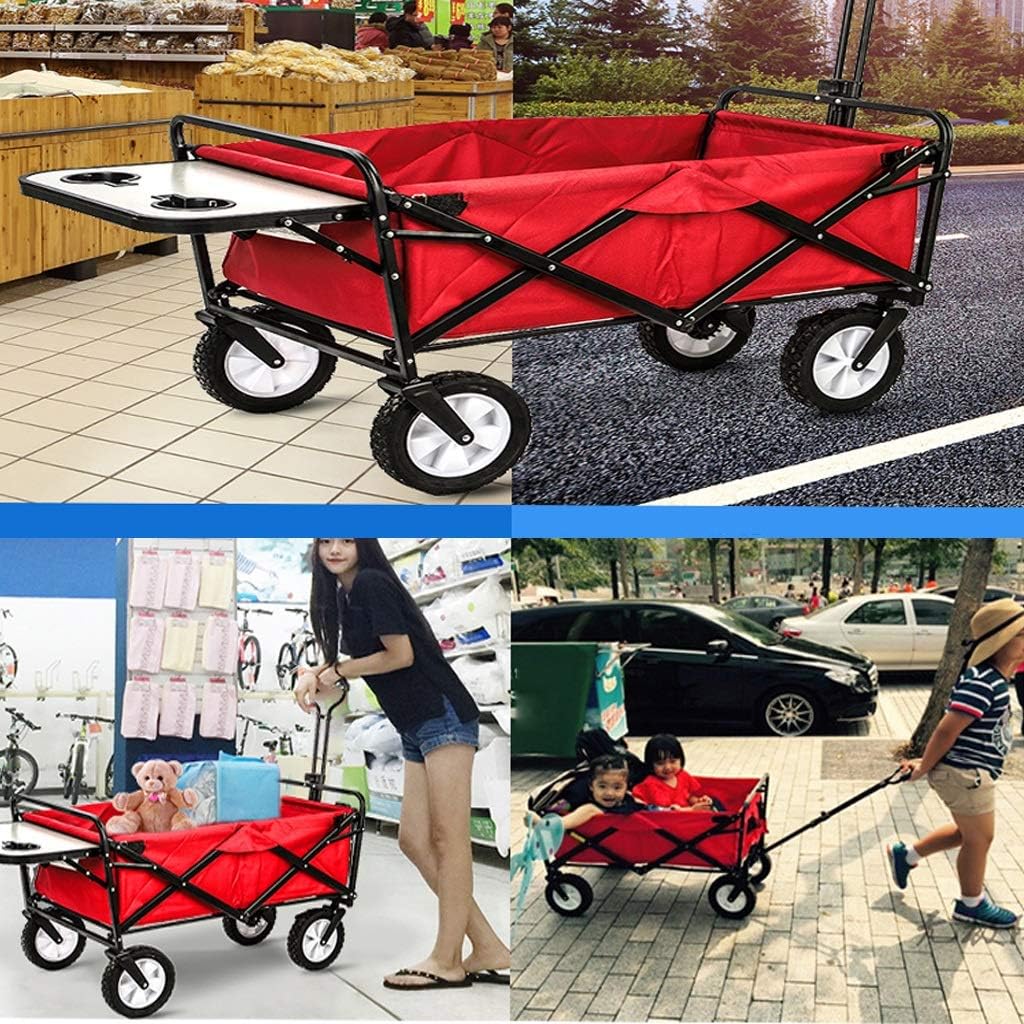 Generic Hand Trucks,Foldiand Portable, Outdoor Four-Wheeled, Picnic, Supermarket, Fishing, Grocery Shopping, Shoppicampicart, Cart with Table, Folditail Table Trolleys/M/a