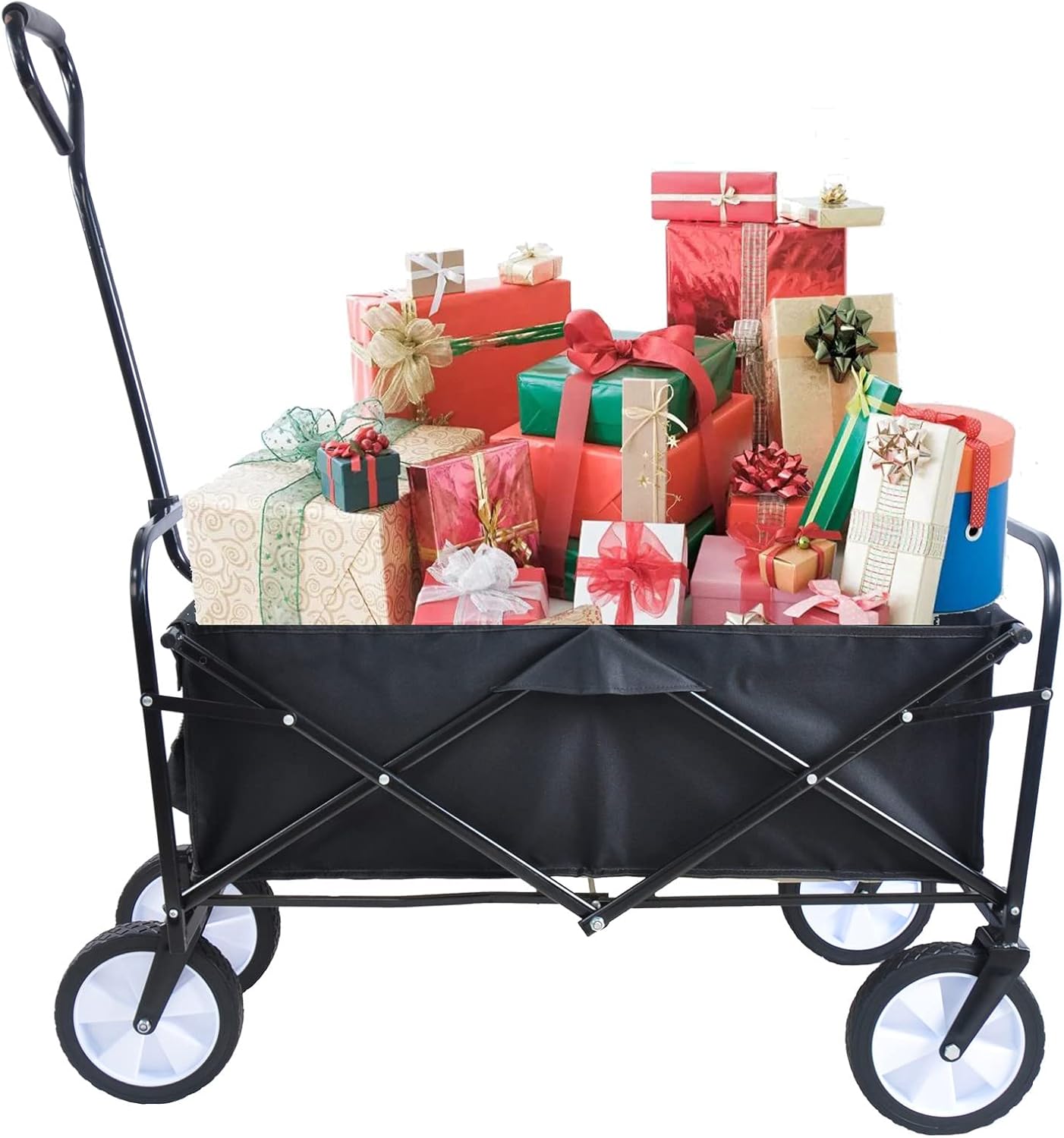 Folding Wagon Cart Collapsible Outdoor Utility Wagon with All Terrain Wheels Beach Wagon,Shopping Cart Camping Wagon Heavy Duty Steel for Beach Camping Shopping Sports Portable (Blue4) (Black2)