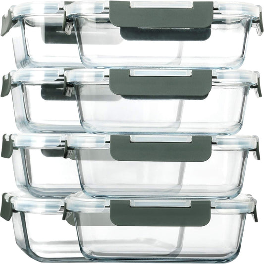 [8-Pack,30 oz]Glass Meal Prep Containers,Glass Food Storage Containers
