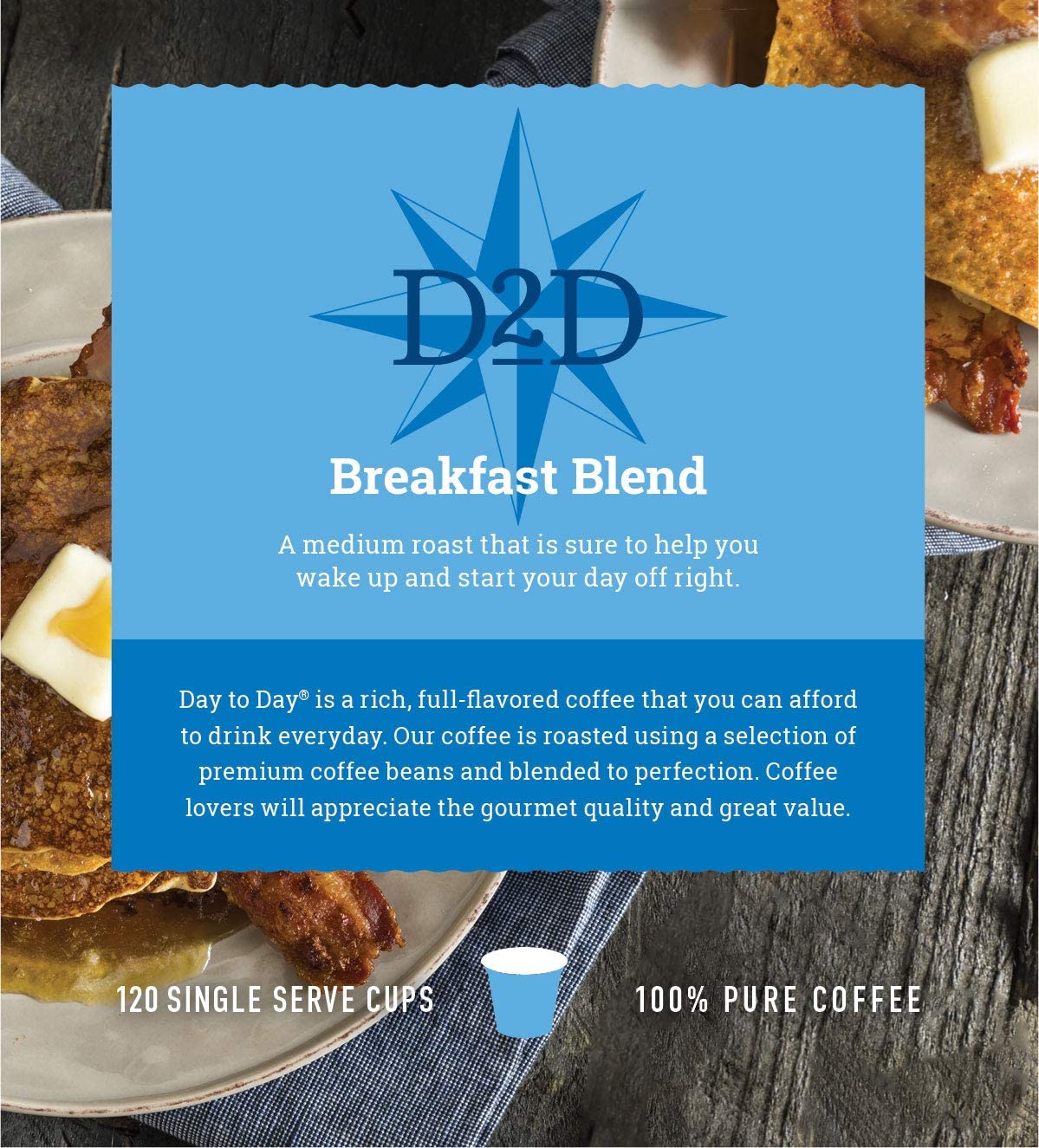 Day To Day Coffee Breakfast Blend Medium Roast Coffee Pods, 120 Count,