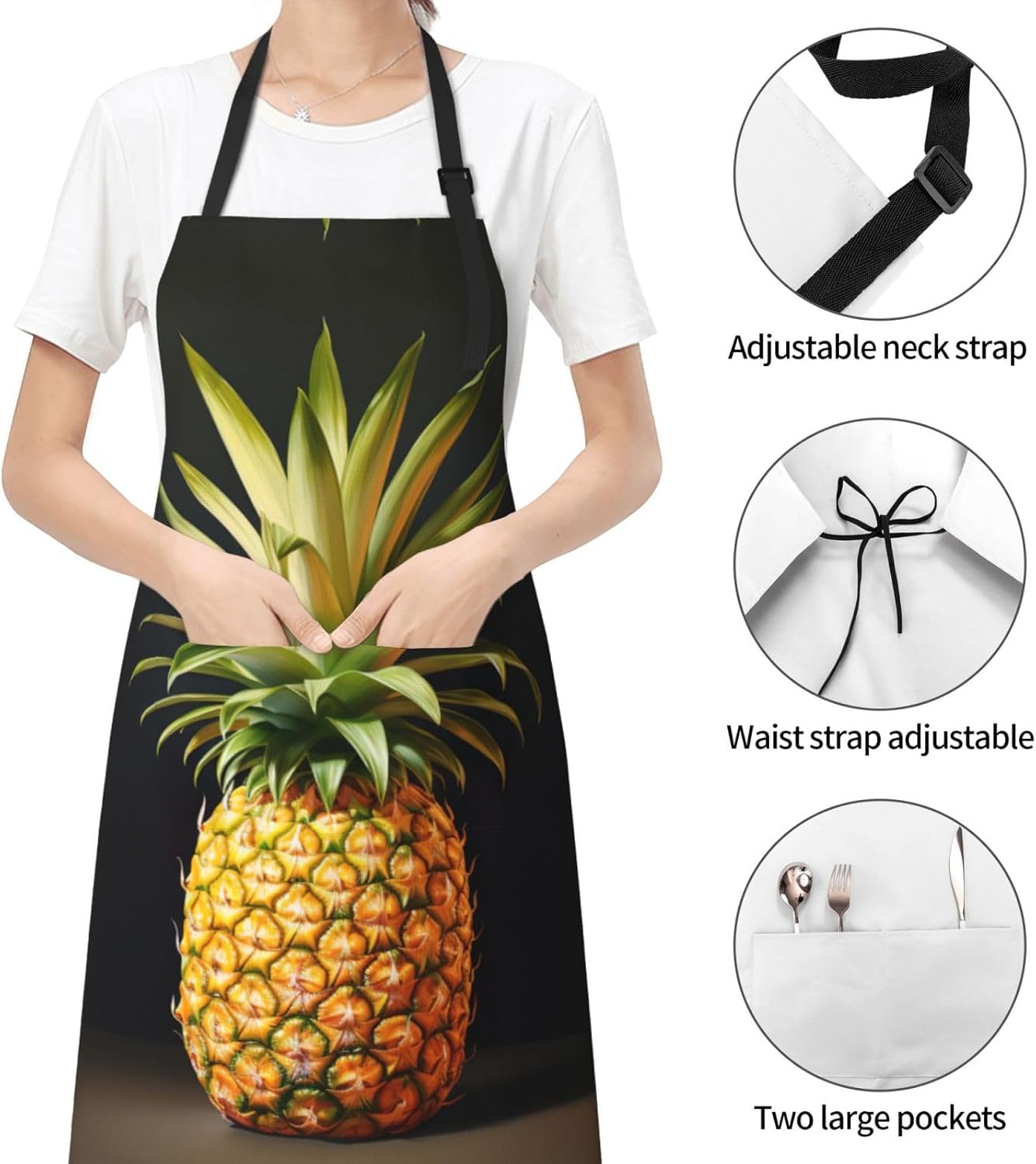 pineapple Painting print Waterproof chef's apron with pocket apron for kitchen cooking baking barbecue and gardening