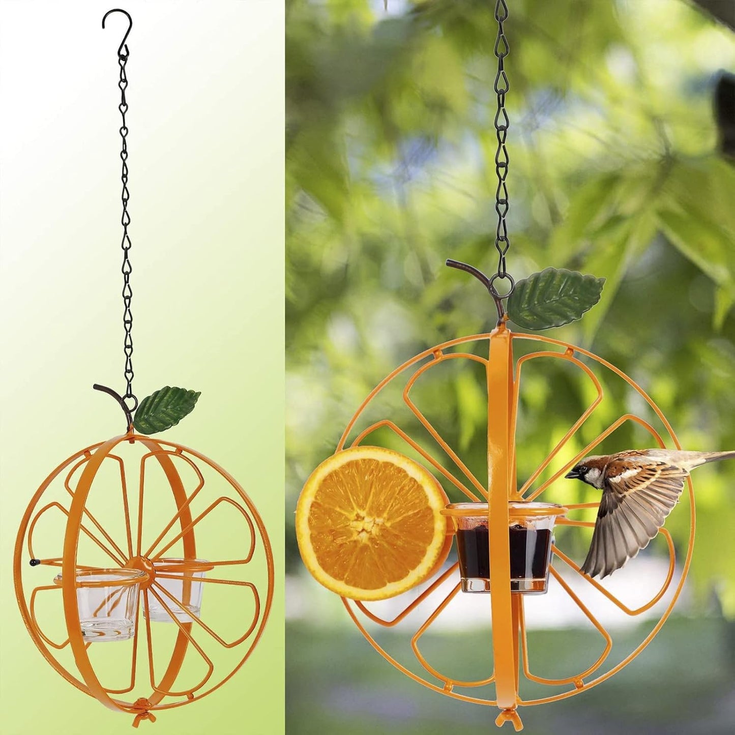 Wild Bird Feeder Hanging for Garden, Metal Outside Wild Bird Feeders with Hanging Chain and Bird Feeding Cup,Bird Feeder as Gift Ideas for Bird Lovers