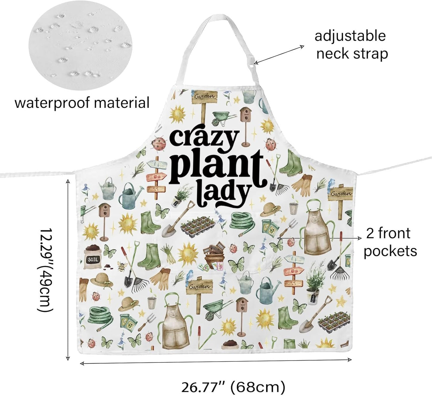 WCGXKO Plant Lover Gift Crazy Plant Lady Apron Gardening Lover Gift Gardener Gift Plant Lady Gift For Women