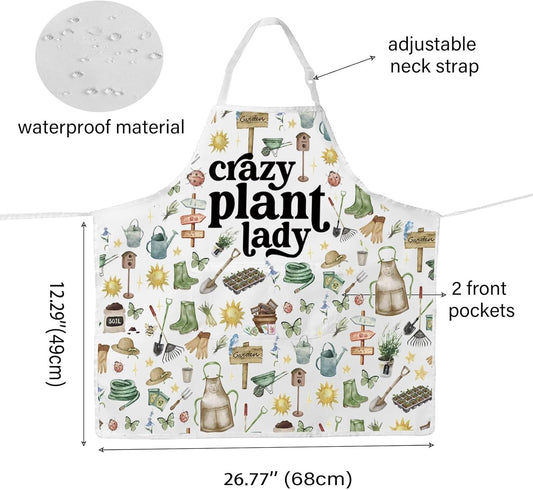 WCGXKO Plant Lover Gift Crazy Plant Lady Apron Gardening Lover Gift Gardener Gift Plant Lady Gift For Women