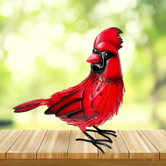 Metal Red Cardinal Garden Decoration Statue Metal Bird Yard Art Red Bird Sculpture for Outdoor Patio & Indoor Home Decor - Gifts for Mom Grandma