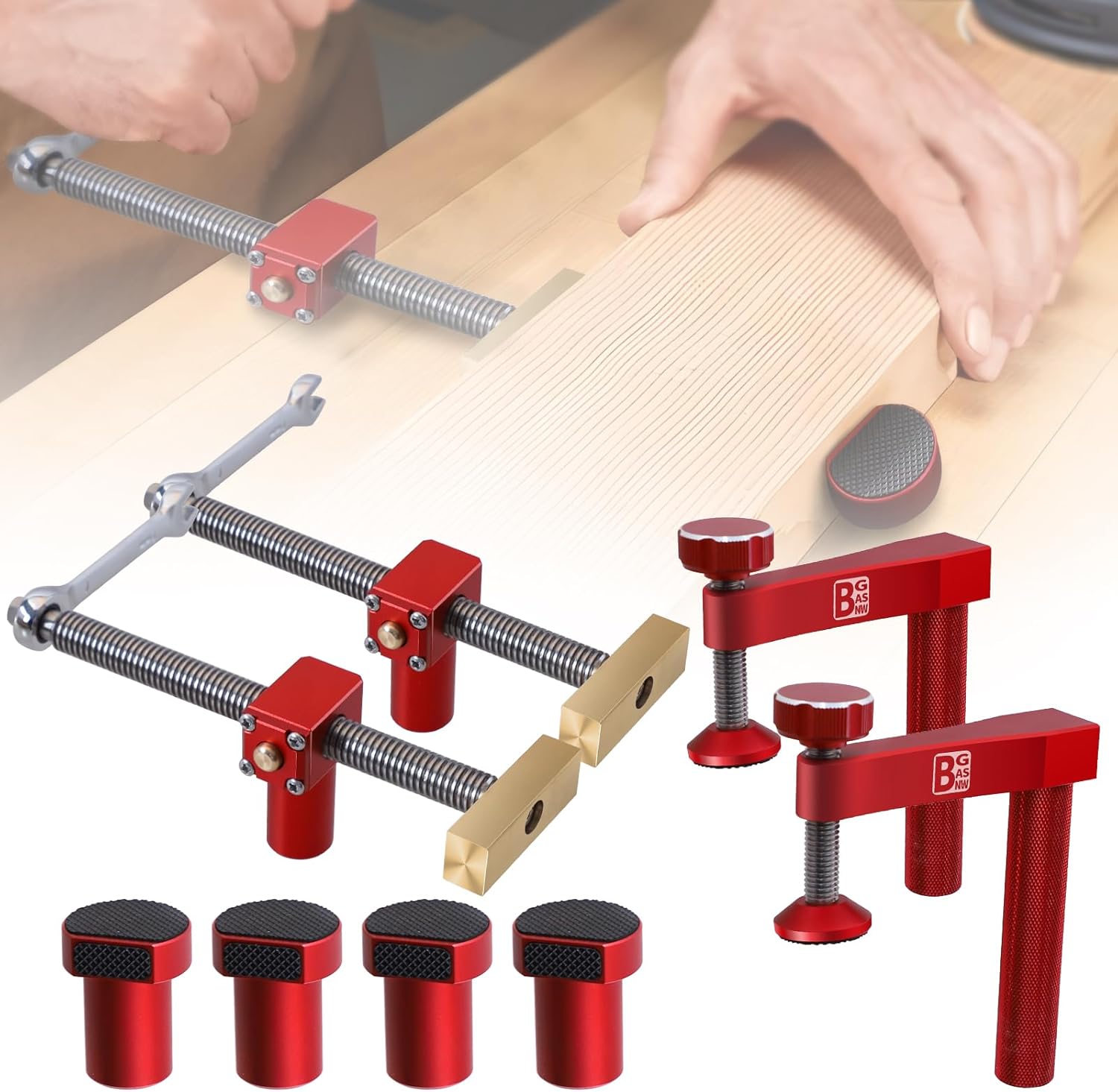 Bench Dogs Clamp Set, Woodworking Clamps with 4 Bench Dogs for 3/4 Inc