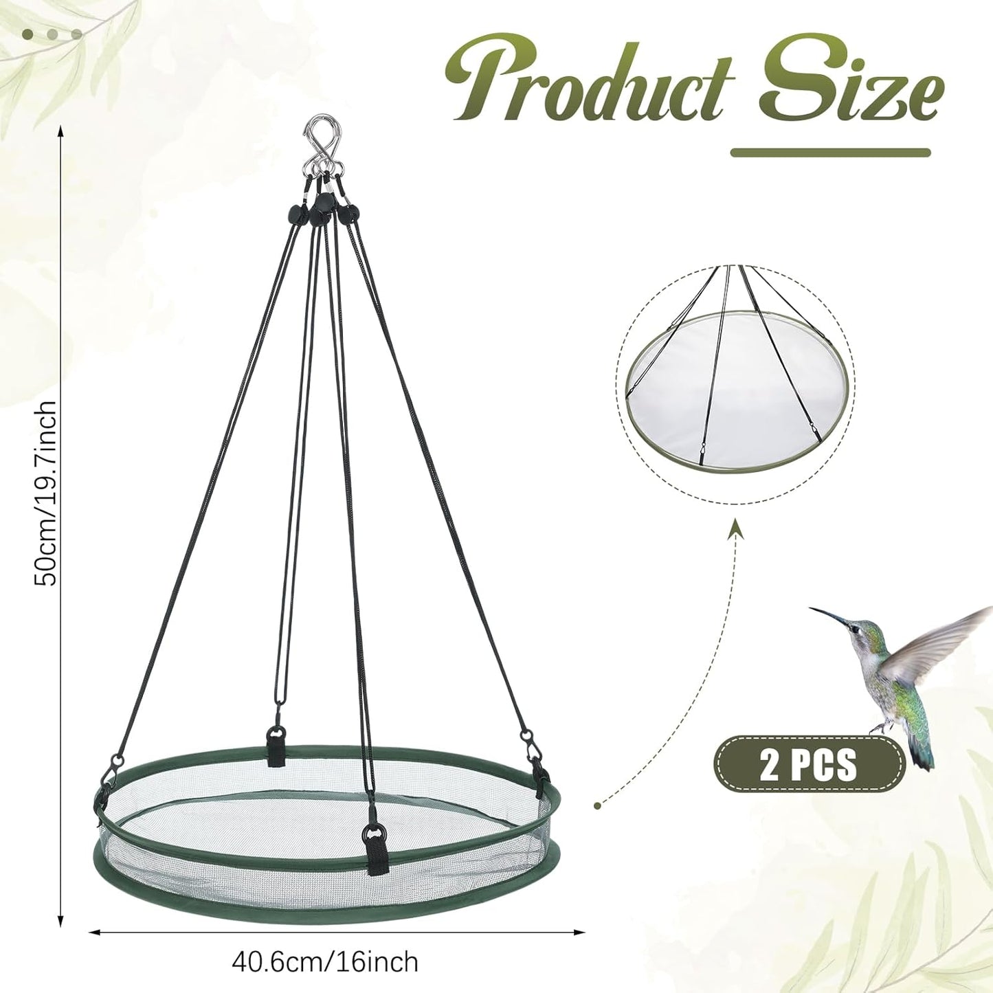 2 Pieces 16 Inch Universal Wild Bird Seed Catcher Hanging Hoop Platform Bird Seed Catcher Tray for Hummingbird Feeders Bee Feeder Outdoor Garden Accessories