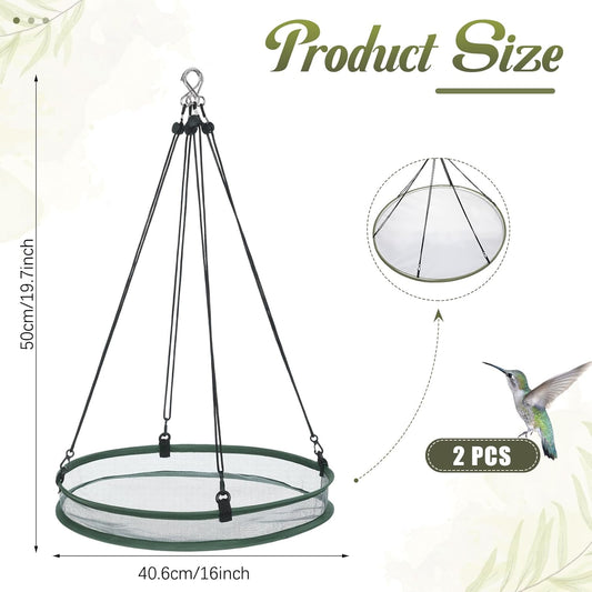 2 Pieces 16 Inch Universal Wild Bird Seed Catcher Hanging Hoop Platform Bird Seed Catcher Tray for Hummingbird Feeders Bee Feeder Outdoor Garden Accessories
