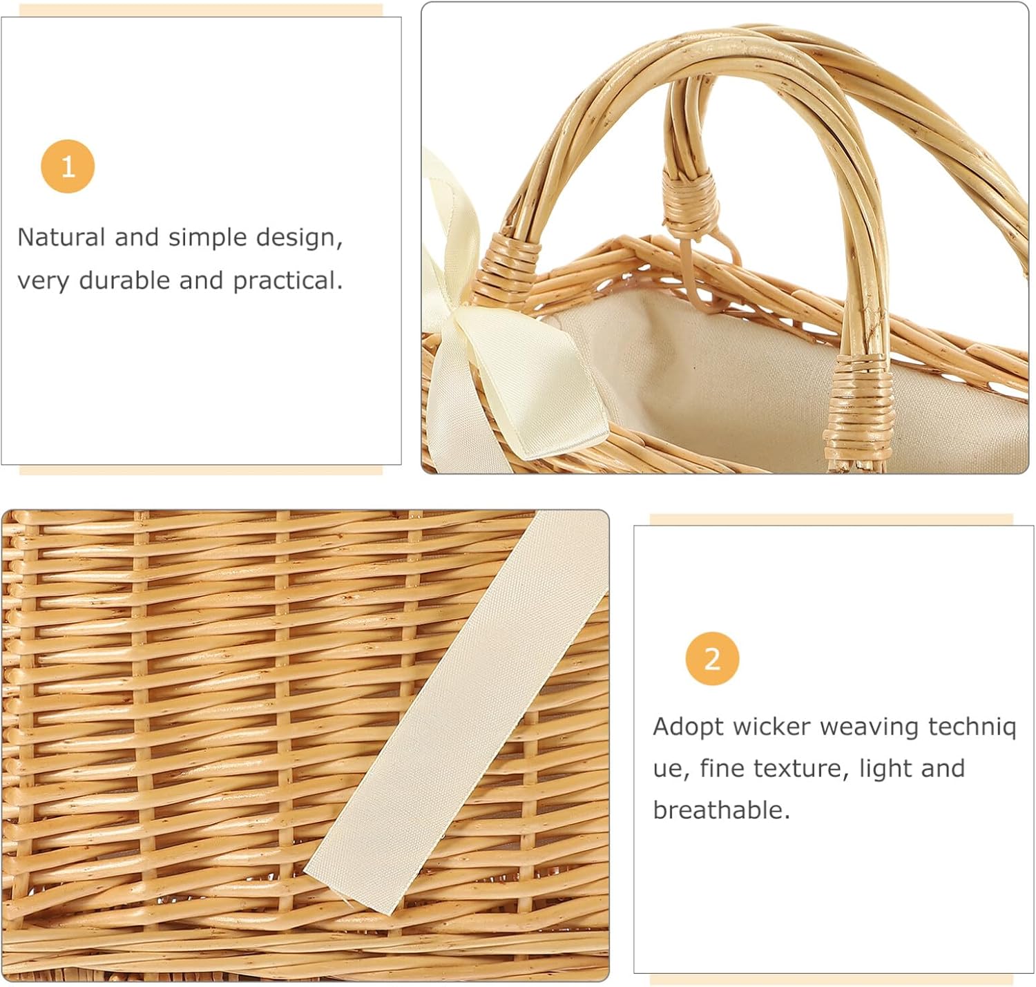 PRETYZOOM Woven Flower Basket 9x6 Inches Portable Flower Holder Straw 