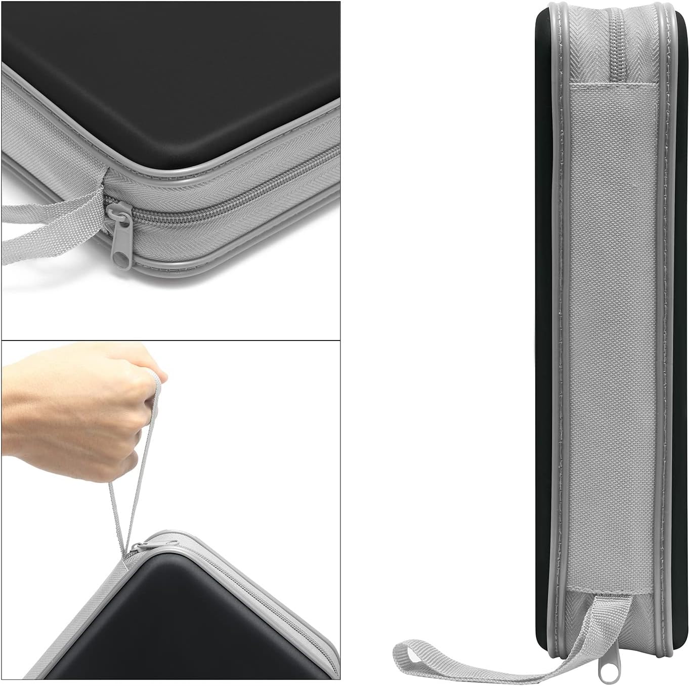CD Case, DVD Case Holder 96 Capacity Hard Plastic CD DVD Disc Cases Storage Binder Wallet for Car Home Office Travel (Black)