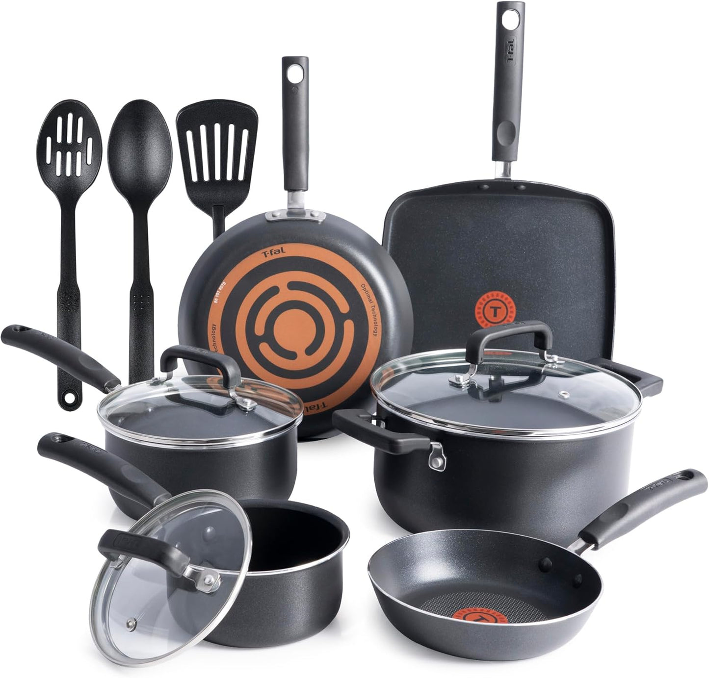 T-Fal Signature Nonstick Pots and Pans Set 12 Piece, Oven Broiler Safe