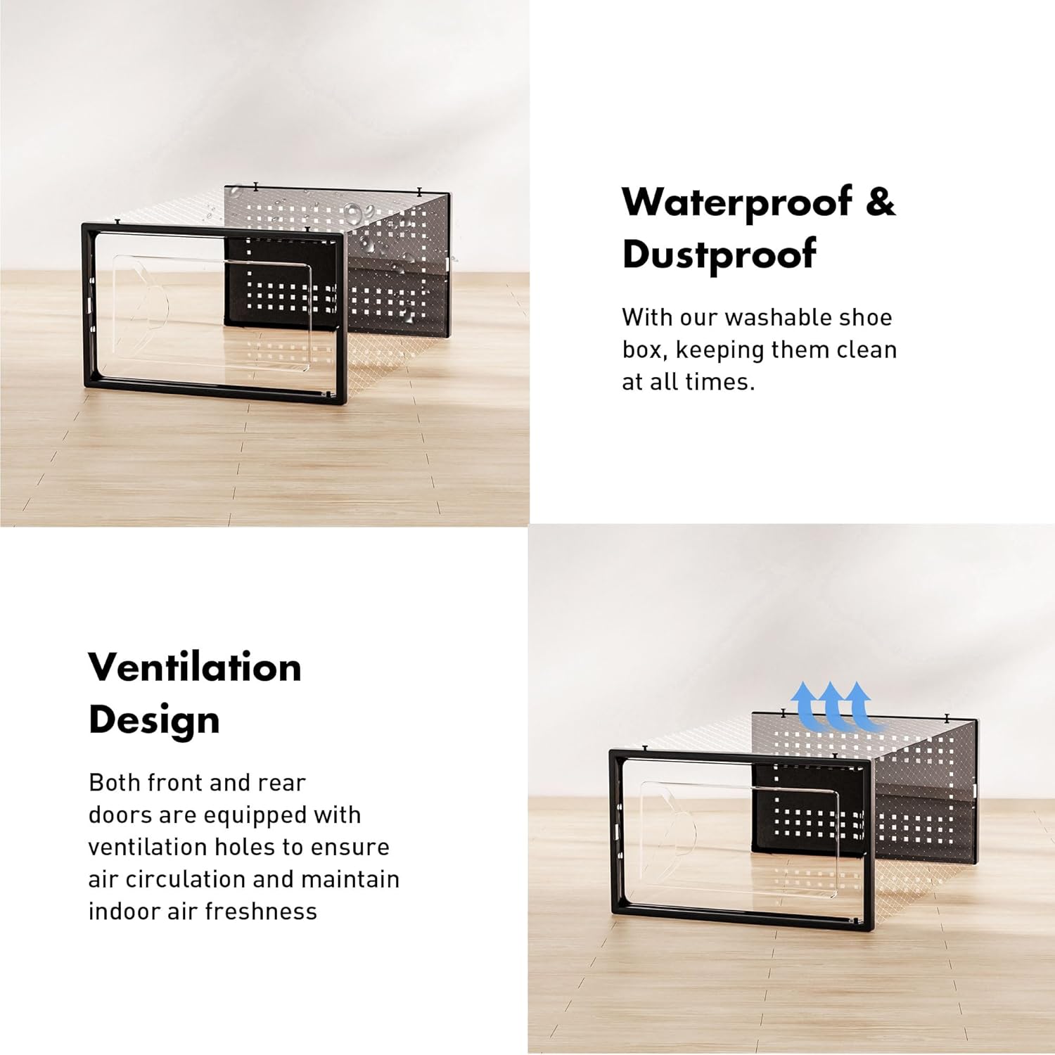 Shoe Storage Box, 15 Pack Clear Plastic Stackable Shoe Organizer for C