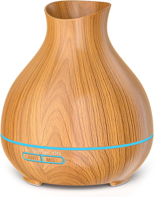 BZseed Aromatherapy Essential Oil Diffuser 550ml 12 Hours Wood Grain A